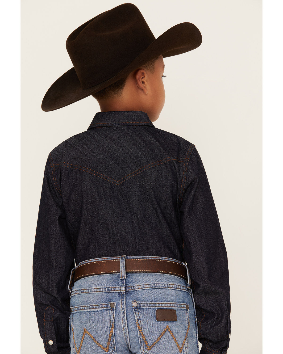 Cody James Boys' Cave Creek Long Sleeve Pearl Snap Western Denim Shirt