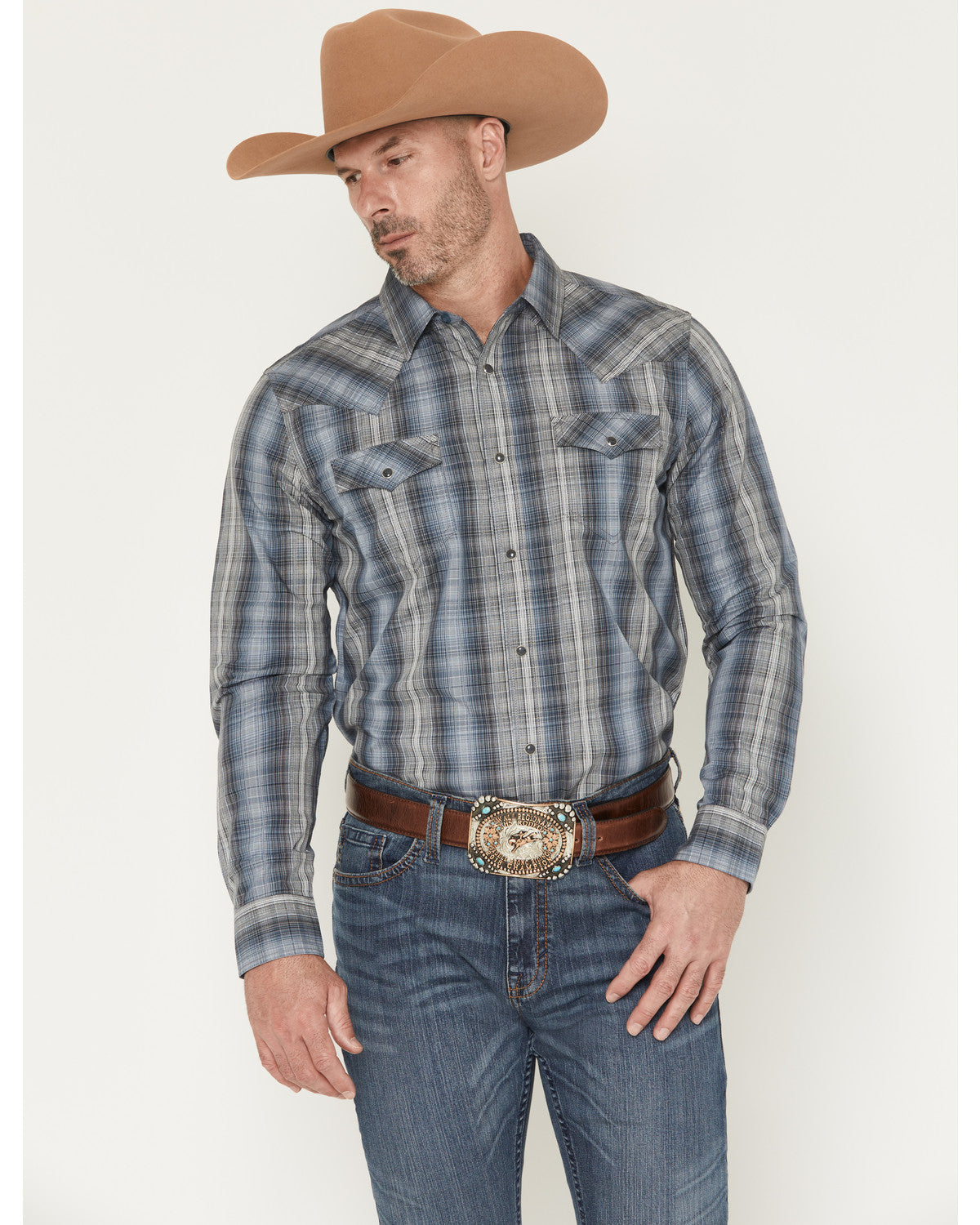 Cody James Men's Wild Creek Plaid Print Long Sleeve Snap Western Shirt