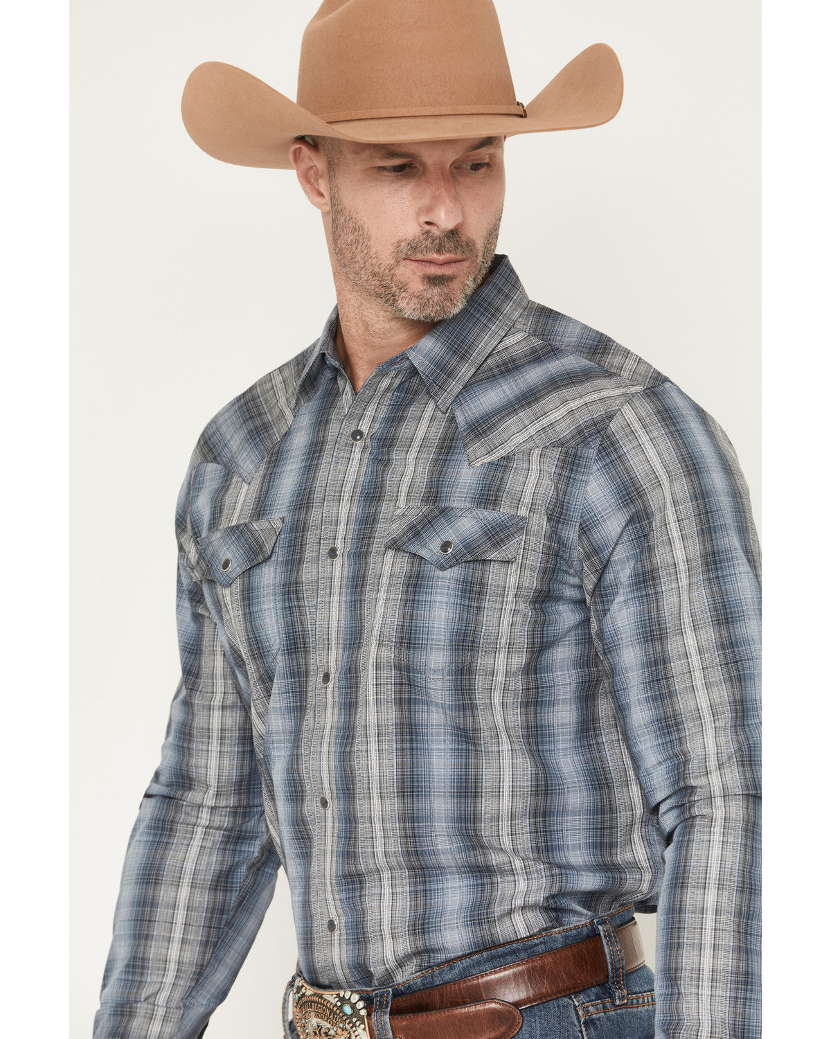 Cody James Men's Wild Creek Plaid Print Long Sleeve Snap Western Shirt