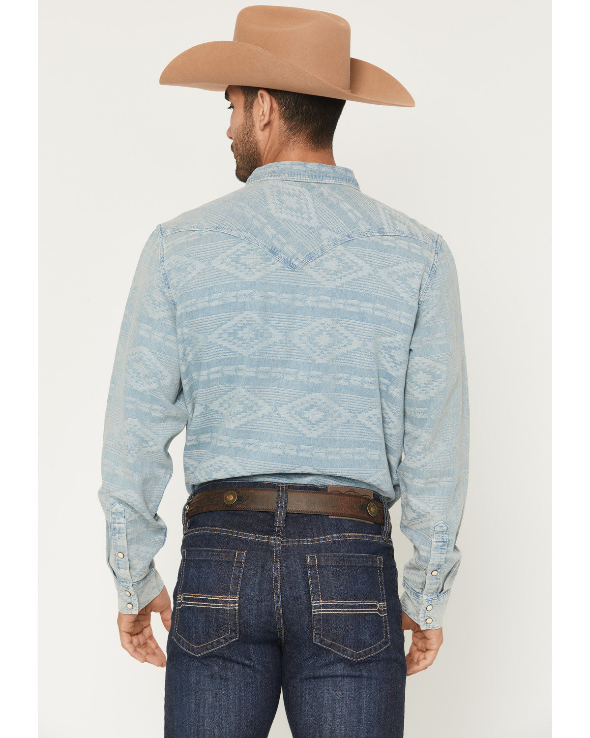 Cody James Men's Marley Tonal Southwestern Long Sleeve Snap Denim West