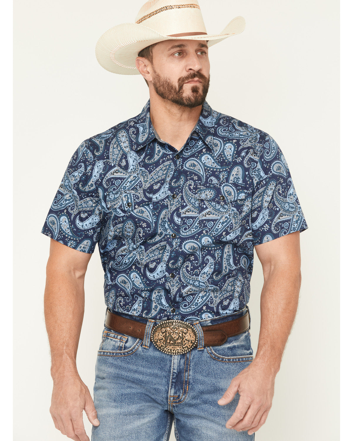 Cody James Men's Westward Paisley Print Short Sleeve Snap Western Shir