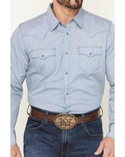 Cody James Men's Coastal Cowboy Micro Geo Print Long Sleeve Snap Weste