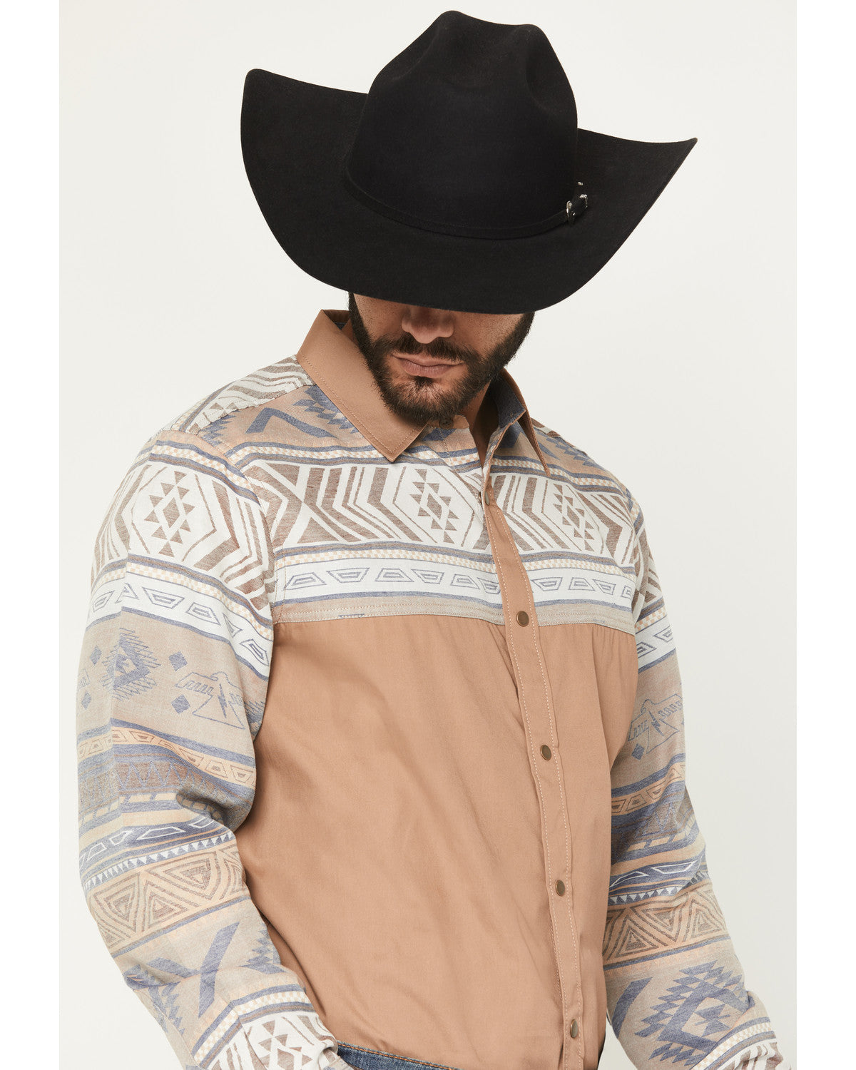 Cody James Men's Bronco Southwestern Block Long Sleeve Snap Western Sh