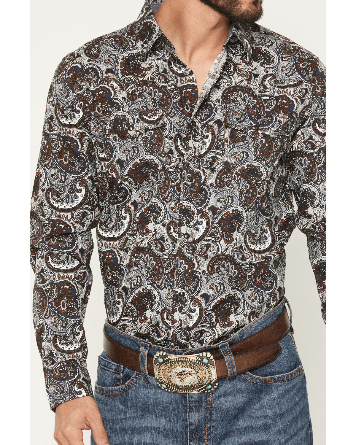 Cody James Men's Colorado Ridge Paisley Print Long Sleeve Snap Western