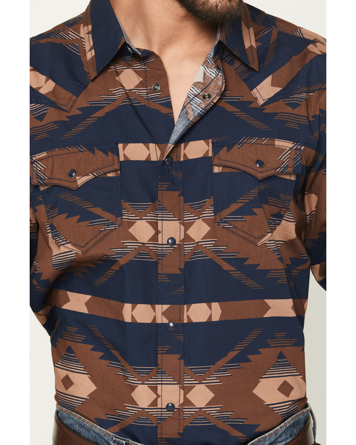 Cody James Men's Red River Range Southwestern Print Long Sleeve Snap W