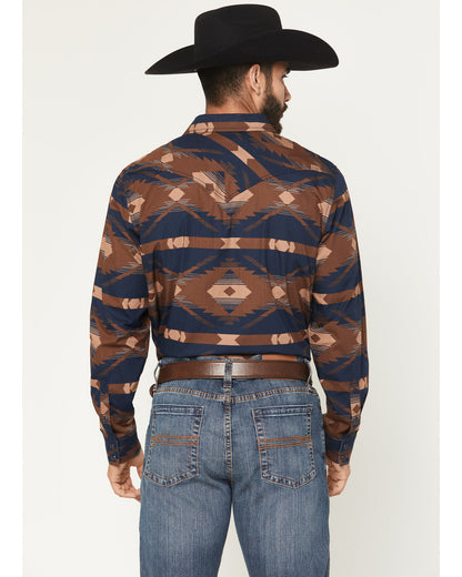 Cody James Men's Red River Range Southwestern Print Long Sleeve Snap W