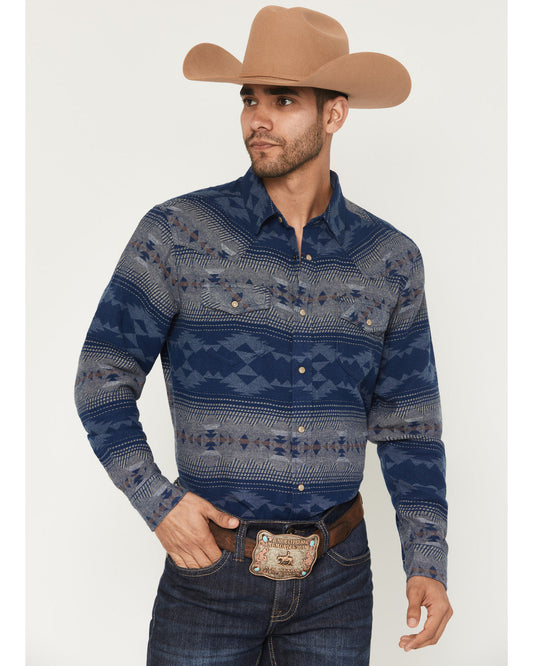 Cody James Men's Arrow Bear Southwestern Long Sleeve Snap Flannel Shir