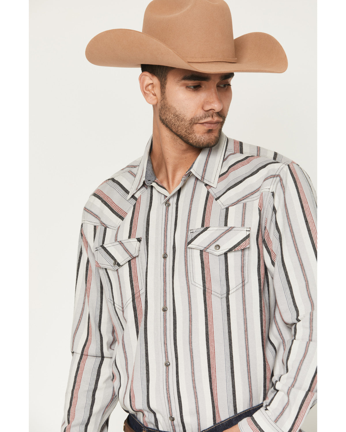Cody James Men's Saddle Ridge Striped Print Long Sleeve Snap Western S