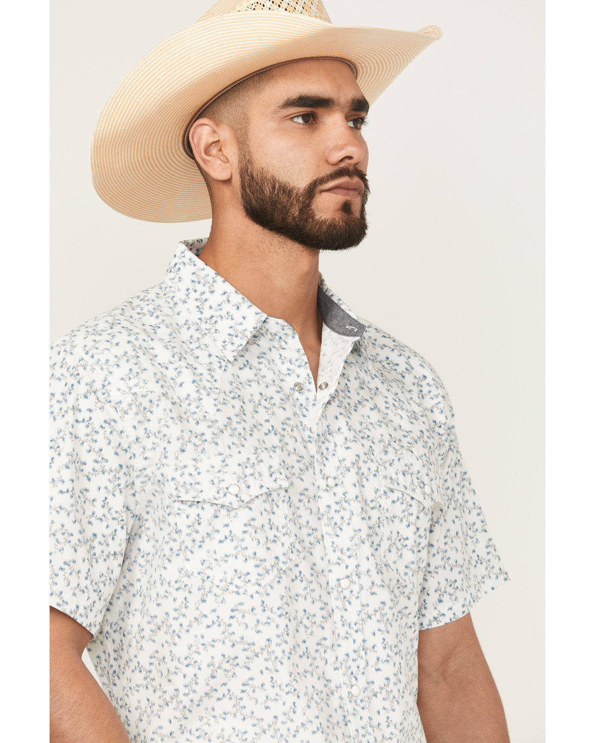 Cody James Rodeo Drive Floral Print Short Sleeve Snap Western Shirt -