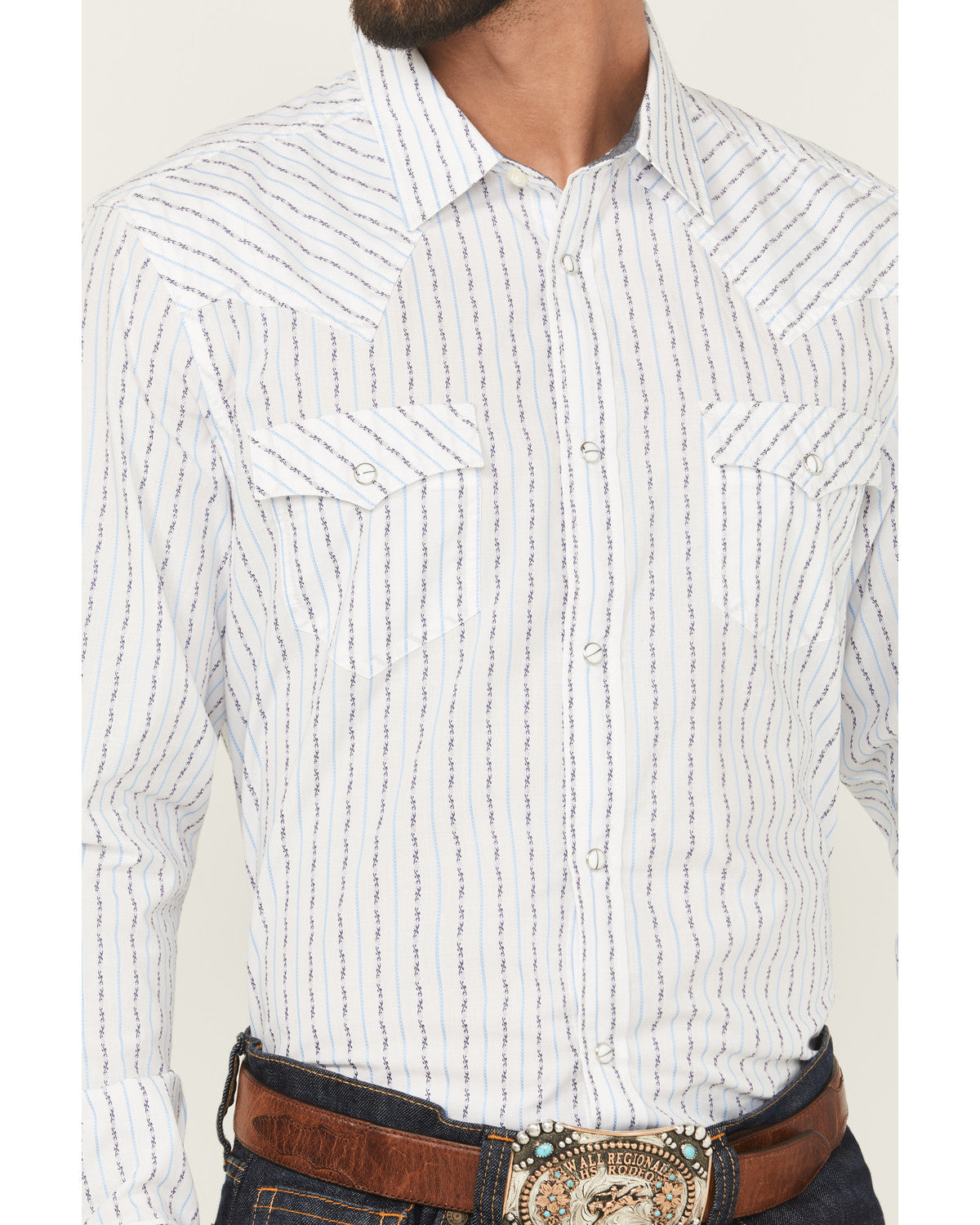 Cody James Men's Wild West Striped Long Sleeve Snap Western Shirt