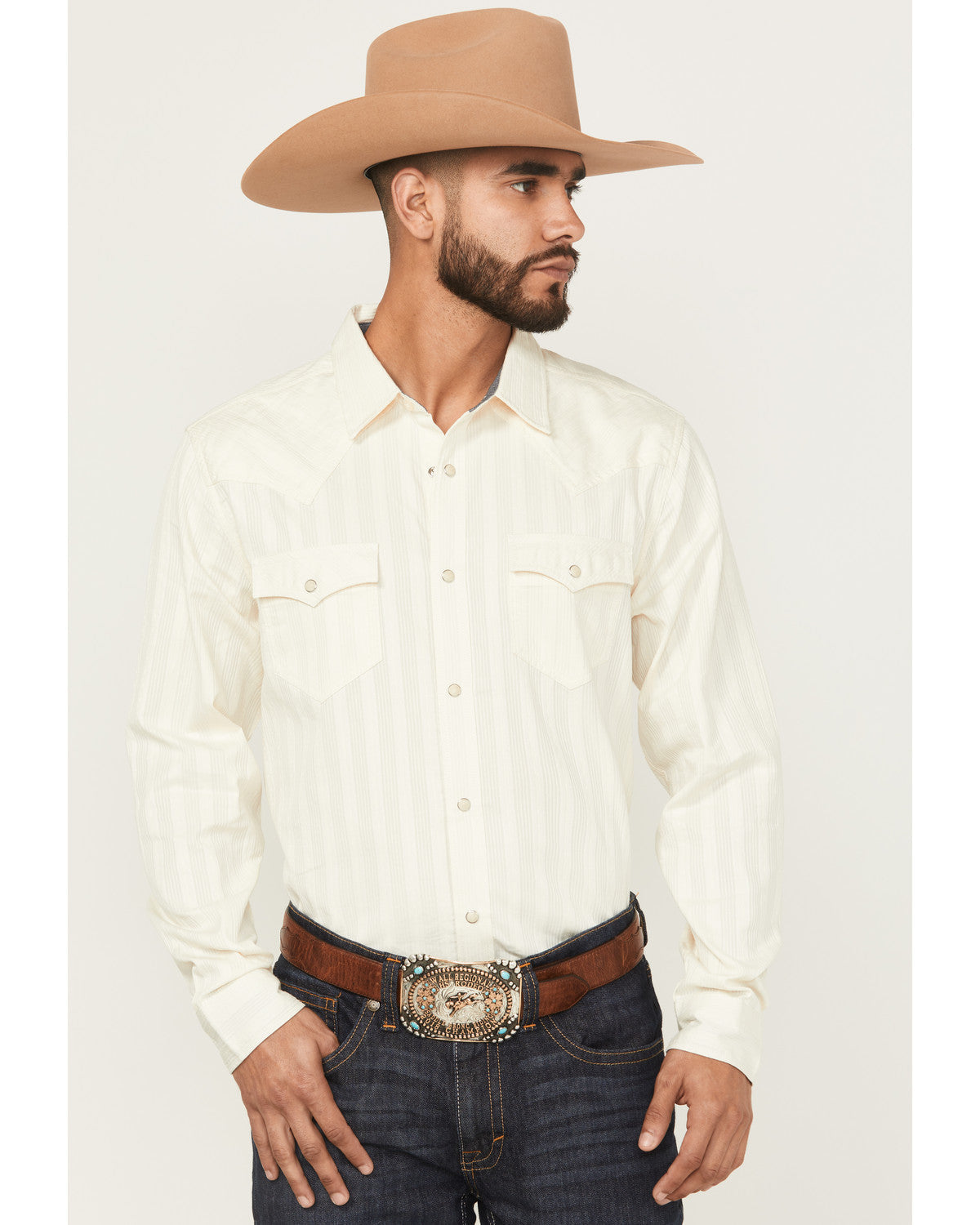 Cody James Men's Rustic Range Tonal Striped Long Sleeve Snap Western S