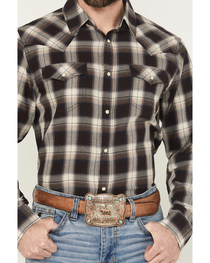 Cody James Men's Cowboy Code Plaid Print Long Sleeve Snap Western Shir