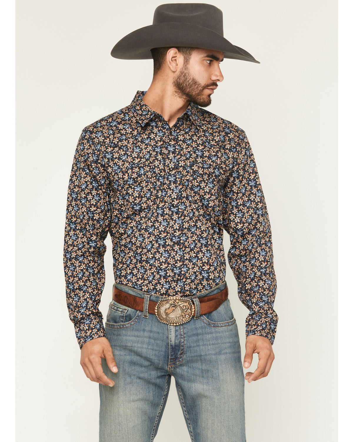 Cody James Men's Howdy Haven Floral Print Long Sleeve Snap Western Shi