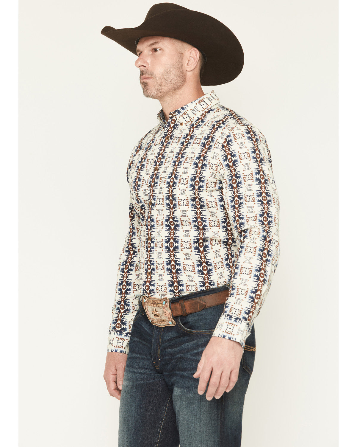Cody James Men's Wild Prairie Southwestern Print Long Sleeve Button-Do