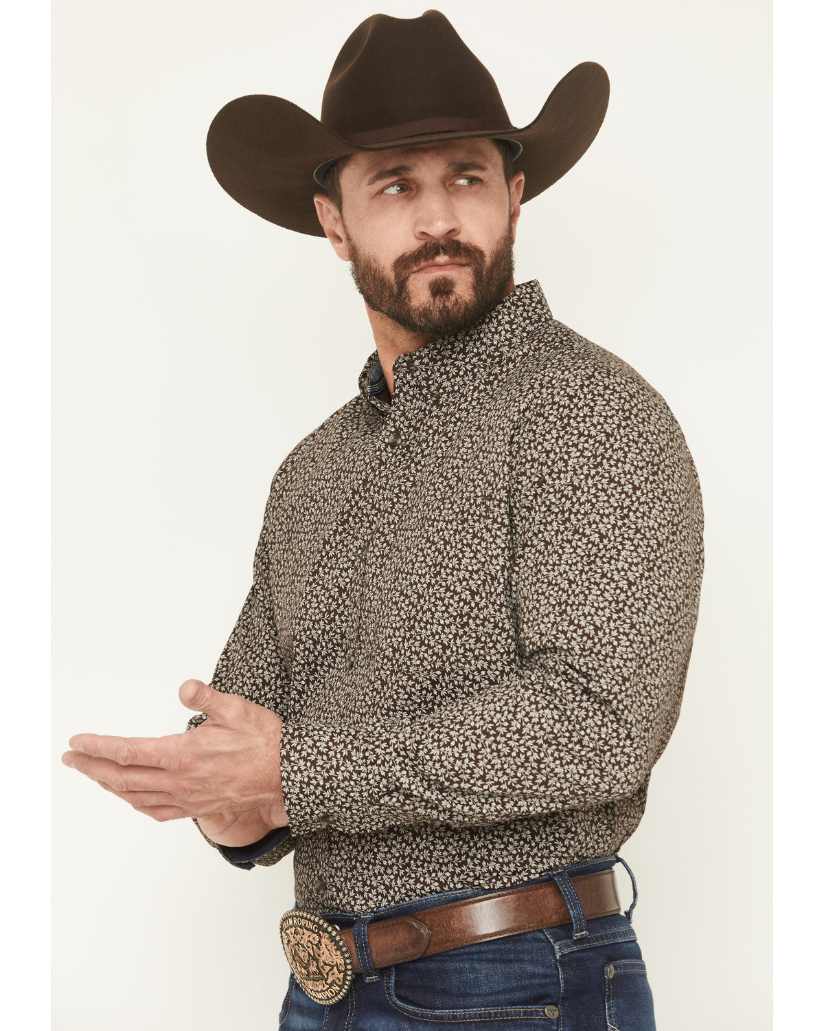 Cody James Men's Denali Ridge Micro Floral Print Long Sleeve Snap West