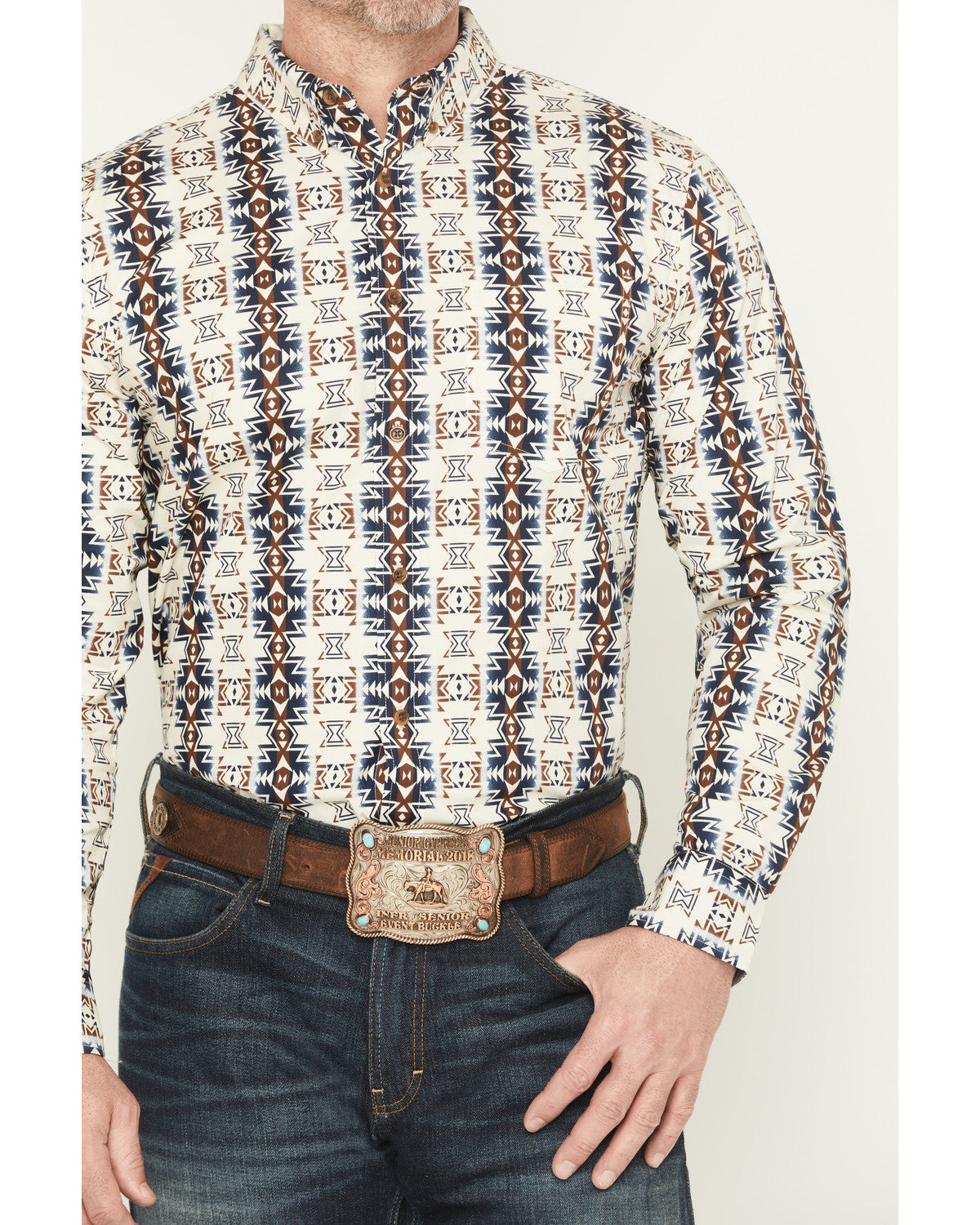 Cody James Men's Wild Prairie Southwestern Print Long Sleeve Button-Do