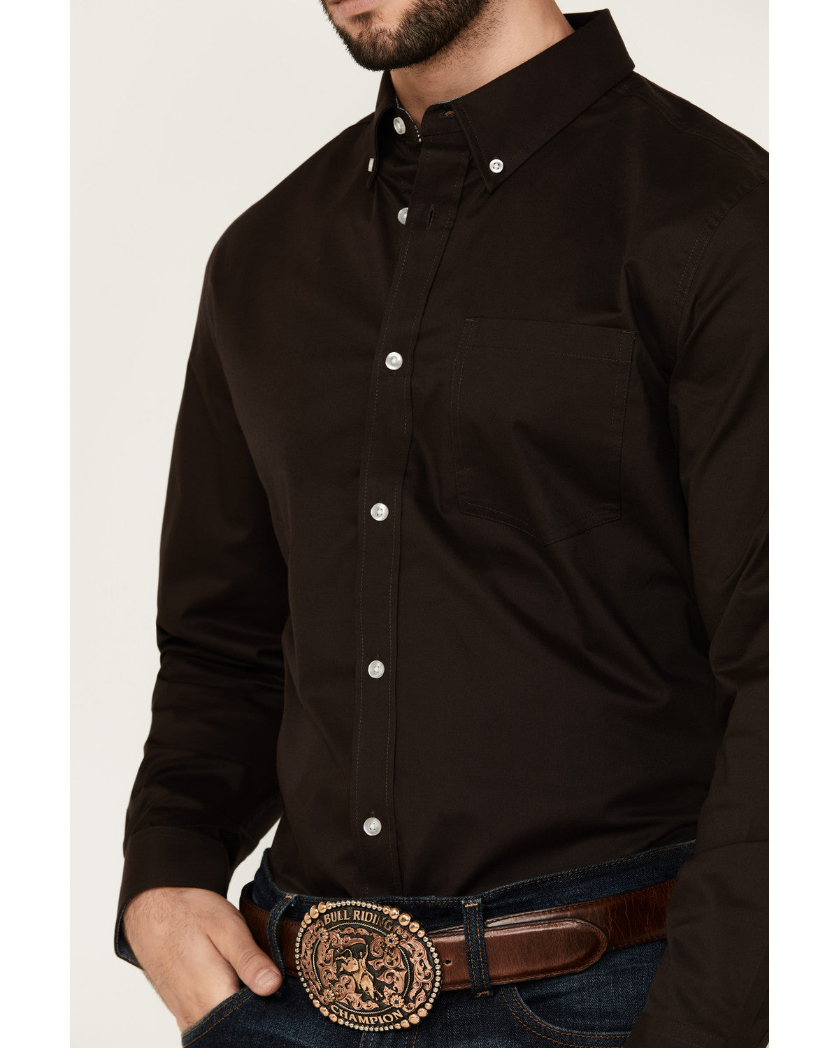 Cody James Men's Basic Solid Long Sleeve Button-Down Stretch Western S