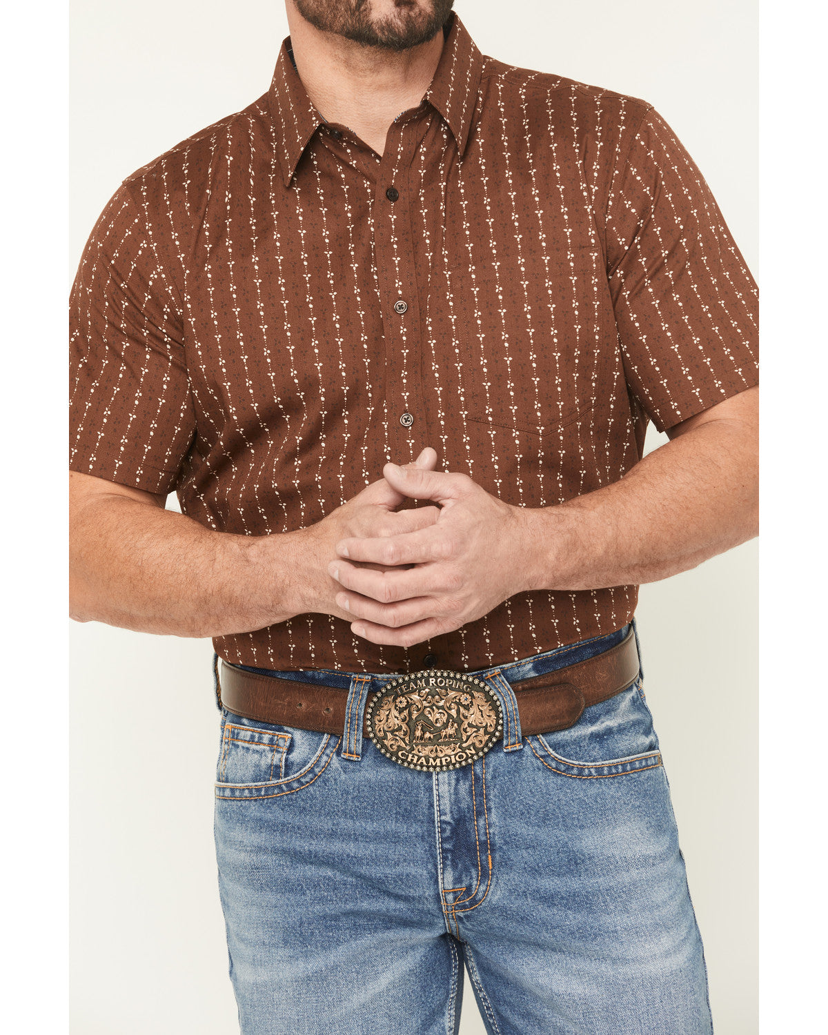 Cody James Men's Westward Floral Striped Short Sleeve Button-Down Stre