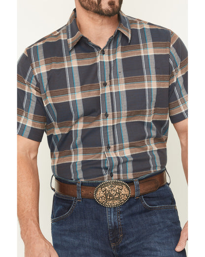 Cody James Men's High Plains Ranch Plaid Print Short Sleeve Button-Dow