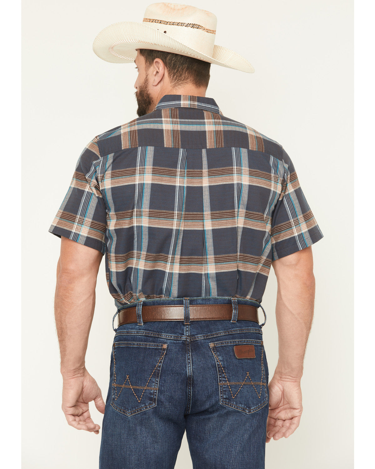 Cody James Men's High Plains Ranch Plaid Print Short Sleeve Button-Dow