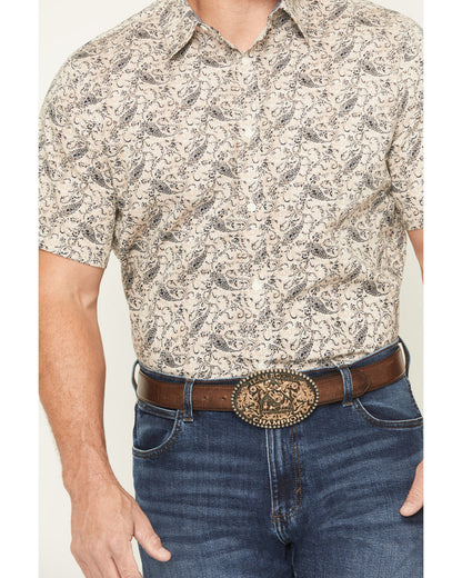 Cody James Men's Mustang Mode Paisley Print Short Sleeve Button-Down S