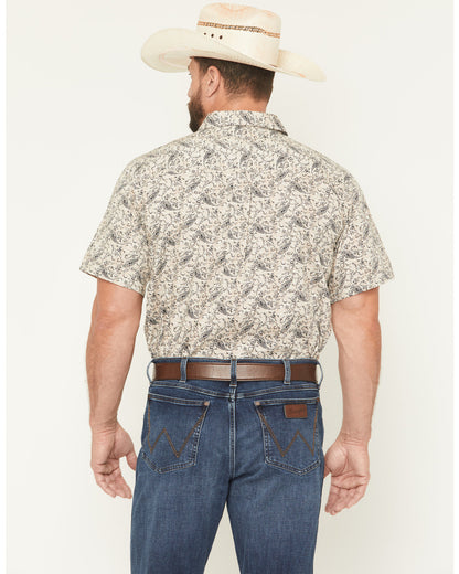 Cody James Men's Mustang Mode Paisley Print Short Sleeve Button-Down S