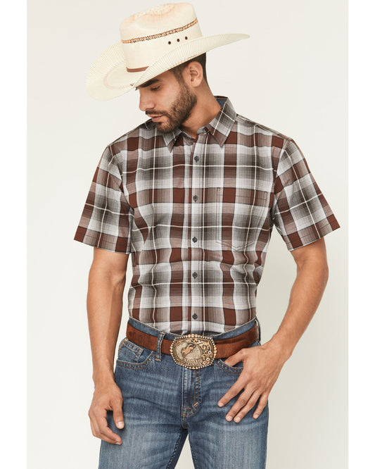 Cody James Men's Urban Rodeo Plaid Print Short Sleeve Button-Down West