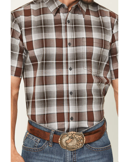 Cody James Men's Urban Rodeo Plaid Print Short Sleeve Button-Down West