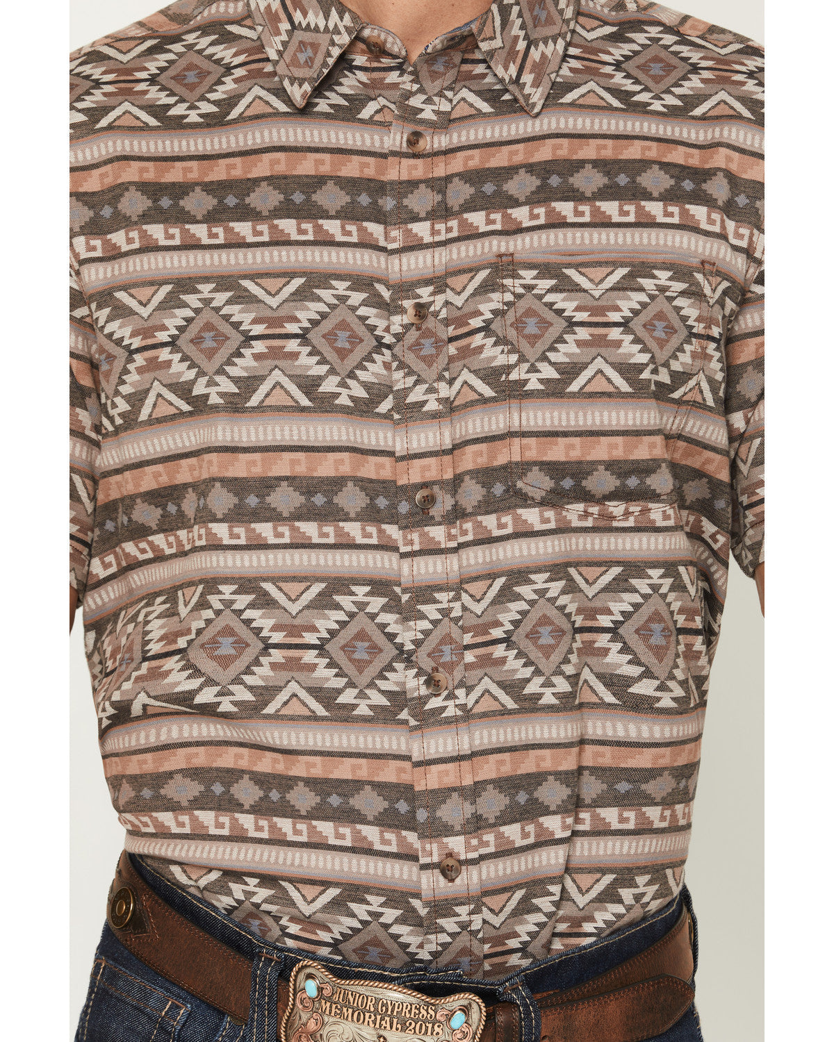 Cody James Men's Captain Southwestern Print Short Sleeve Button-Down S