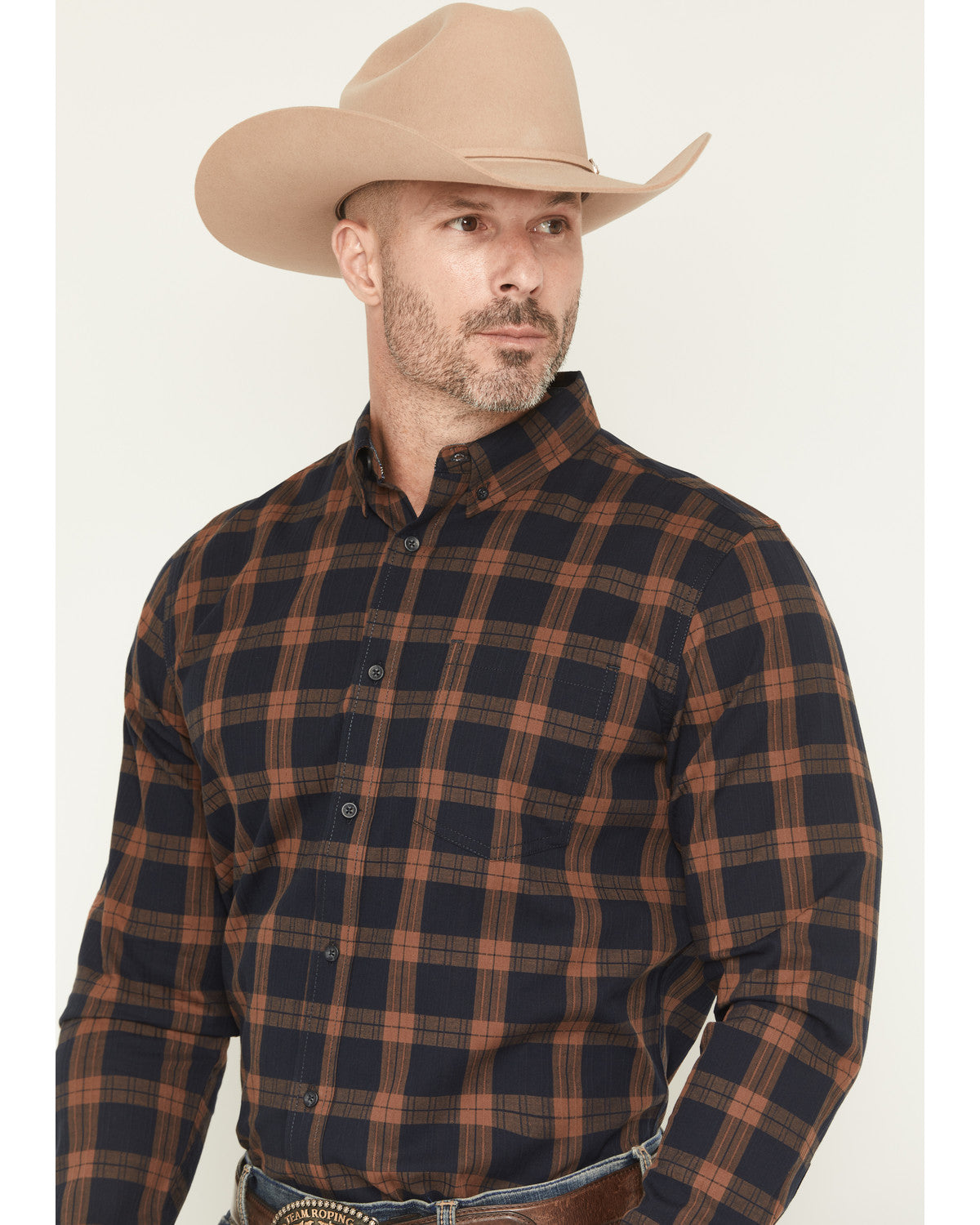 Cody James Men's Rodeo Frontier Plaid Print Long Sleeve Button-Down St