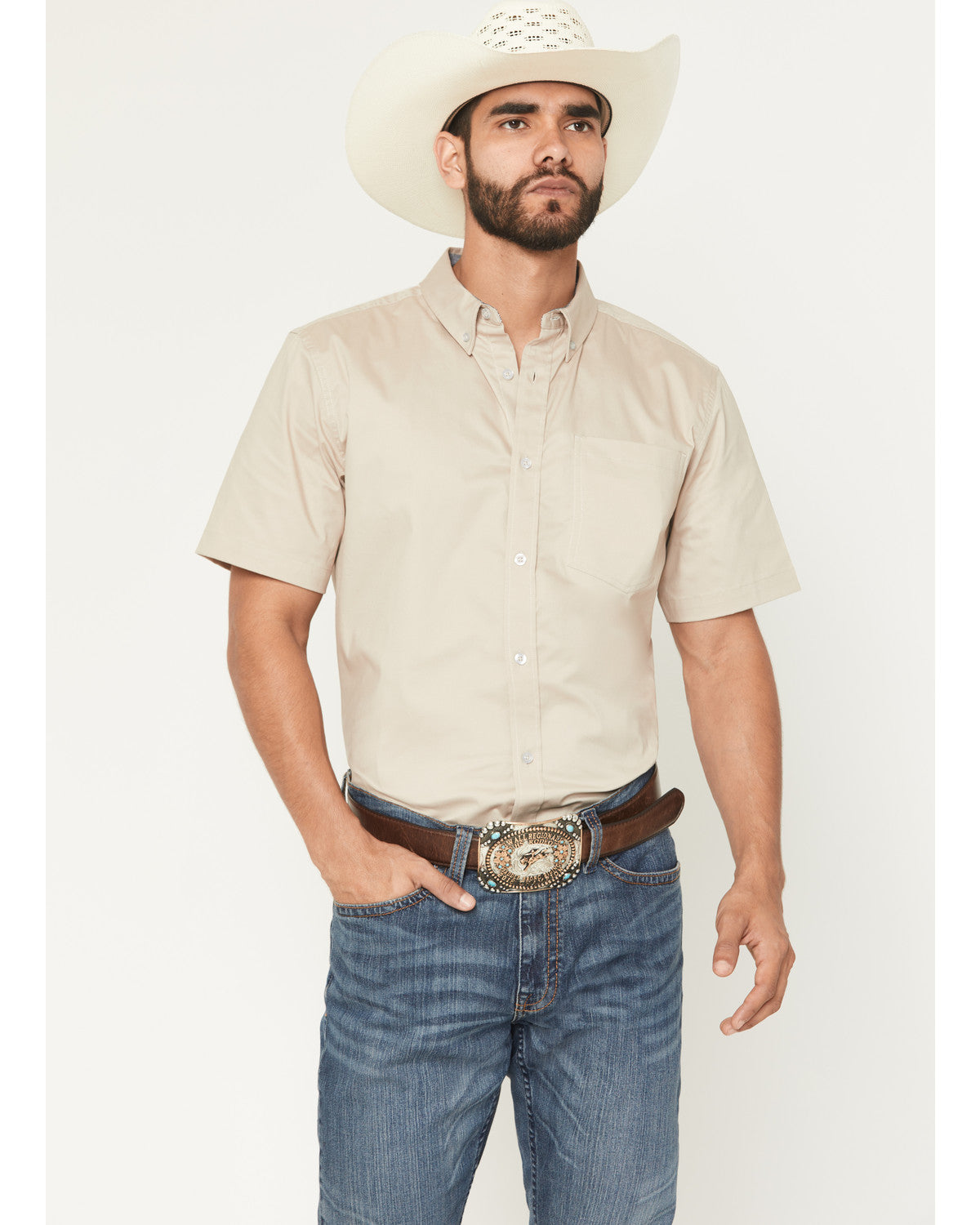 Cody James Men's Basic Twill Short Sleeve Button-Down Stretch Western