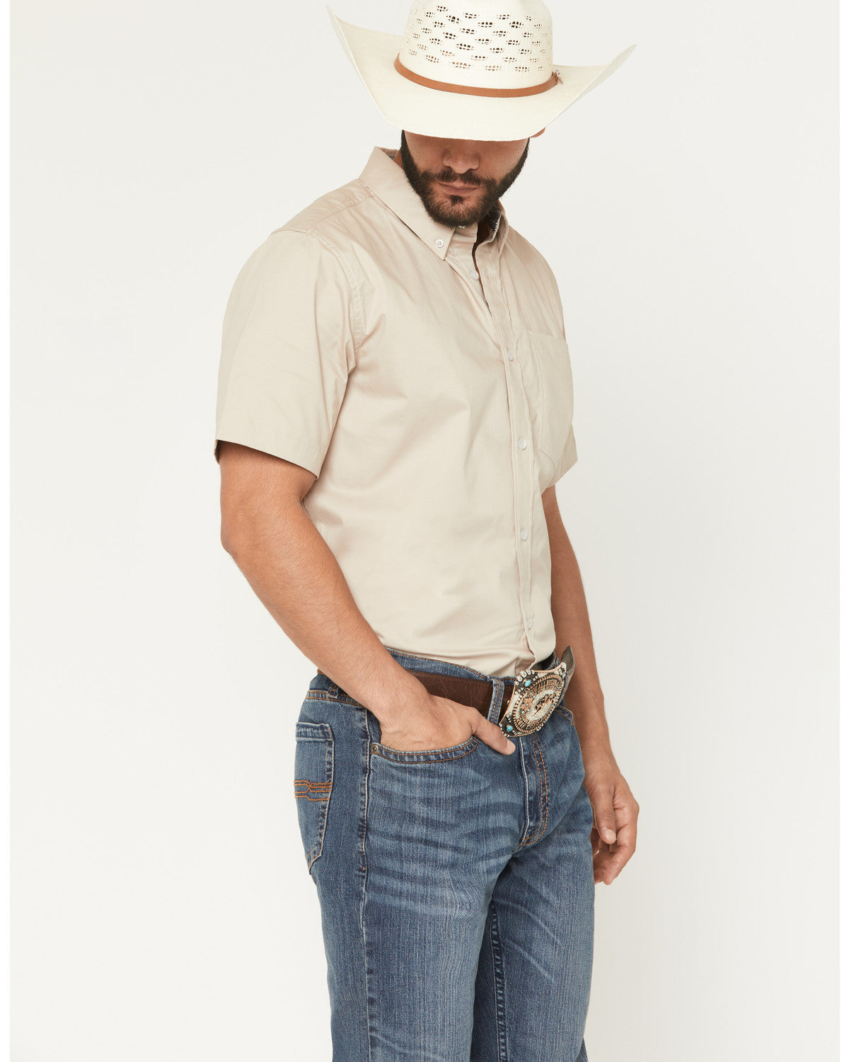 Cody James Men's Basic Twill Short Sleeve Button-Down Stretch Western
