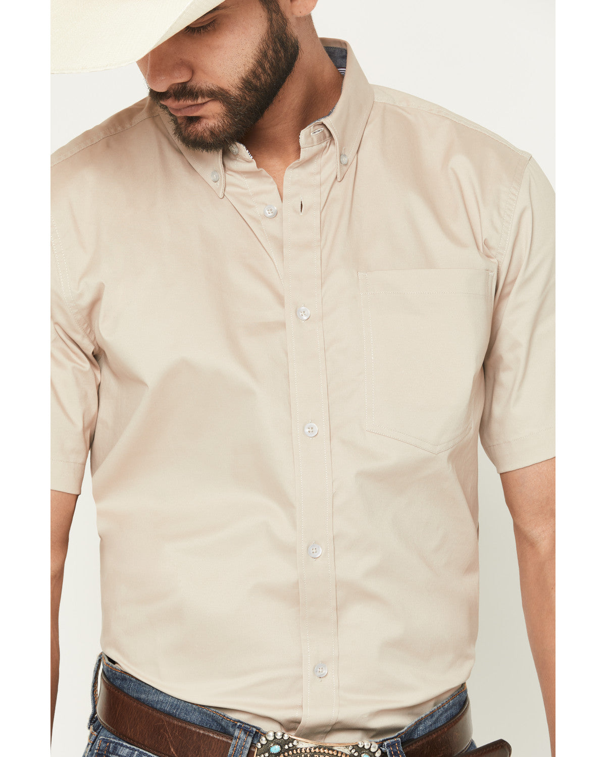 Cody James Men's Basic Twill Short Sleeve Button-Down Stretch Western