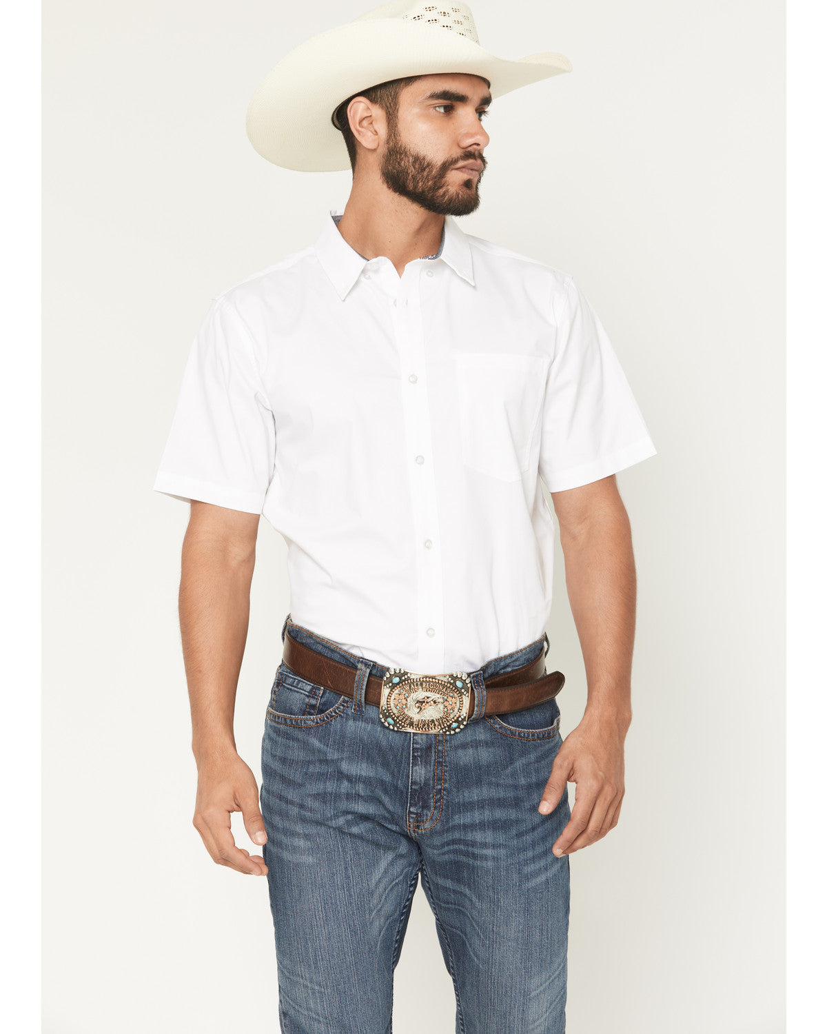 Cody James Men's Basic Twill Short Sleeve Button-Down Stretch Western