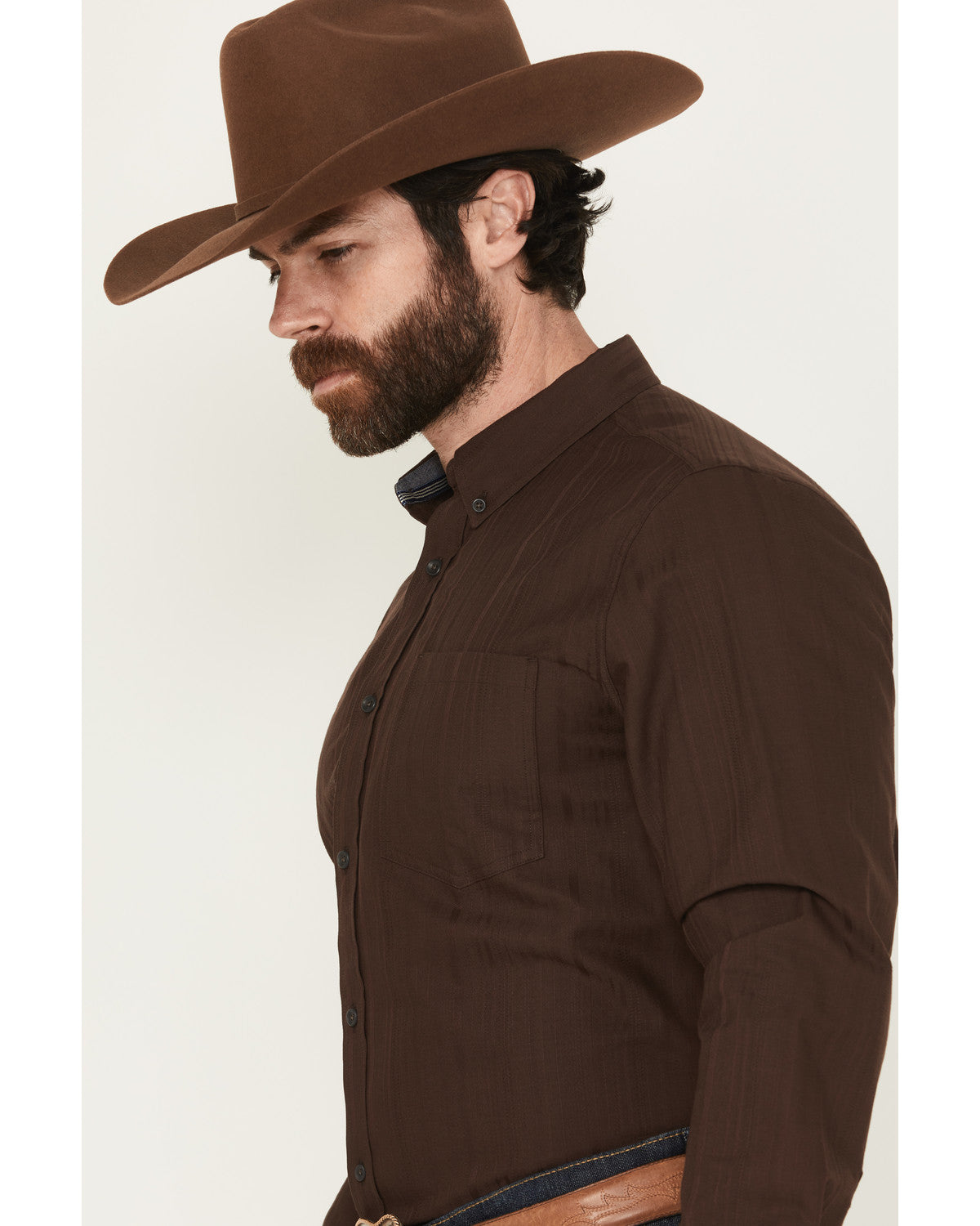 Cody James Men's Old West Tonal Striped Print Long Sleeve Button-Down