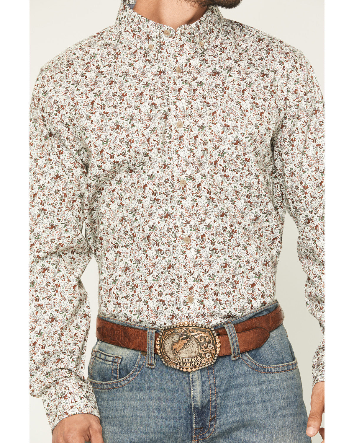 Cody James Men's Picher Floral Print Long Sleeve Button-Down Stretch W