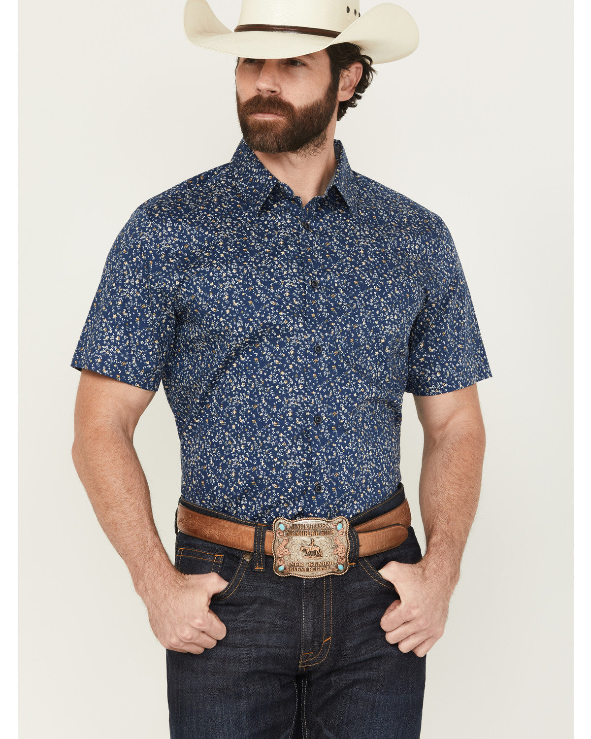 Cody James Men's Vanguard Floral Print Short Sleeve Button-Down Stretc