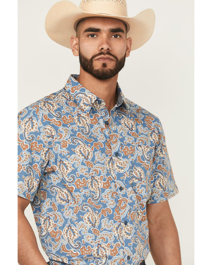 Cody James Men's Boise Paisley Print Short Sleeve Button-Down Stretch