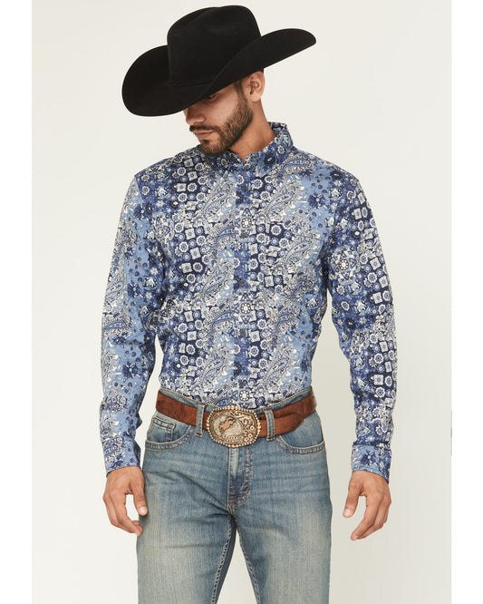 Cody James Men's Ride 'Em Cowboy Paisley Print Long Sleeve Button-Down