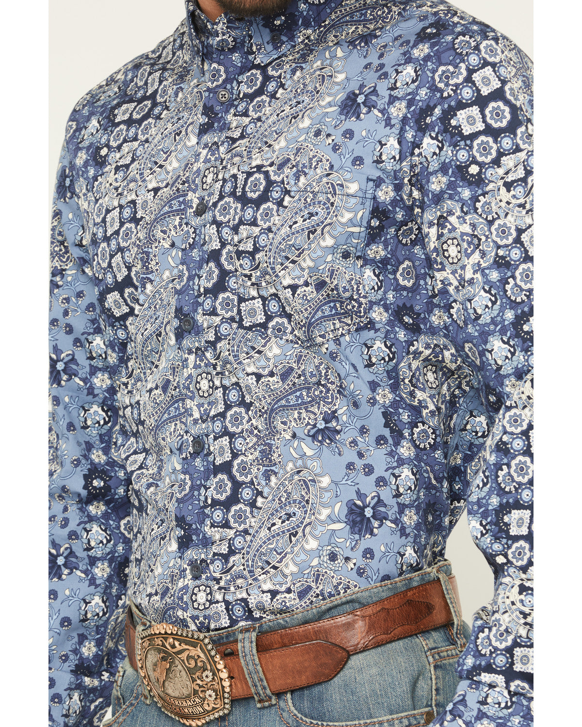 Cody James Men's Ride 'Em Cowboy Paisley Print Long Sleeve Button-Down