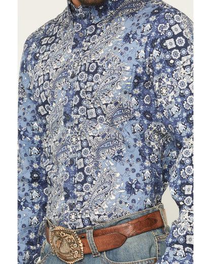 Cody James Men's Ride 'Em Cowboy Paisley Print Long Sleeve Button-Down