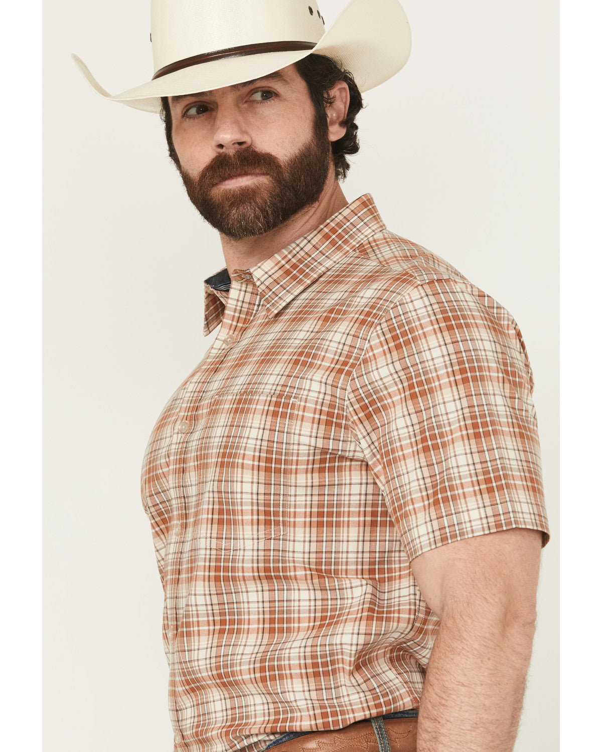 Cody James Men's Cowboy Chic Plaid Print Short Sleeve Button-Down Stre
