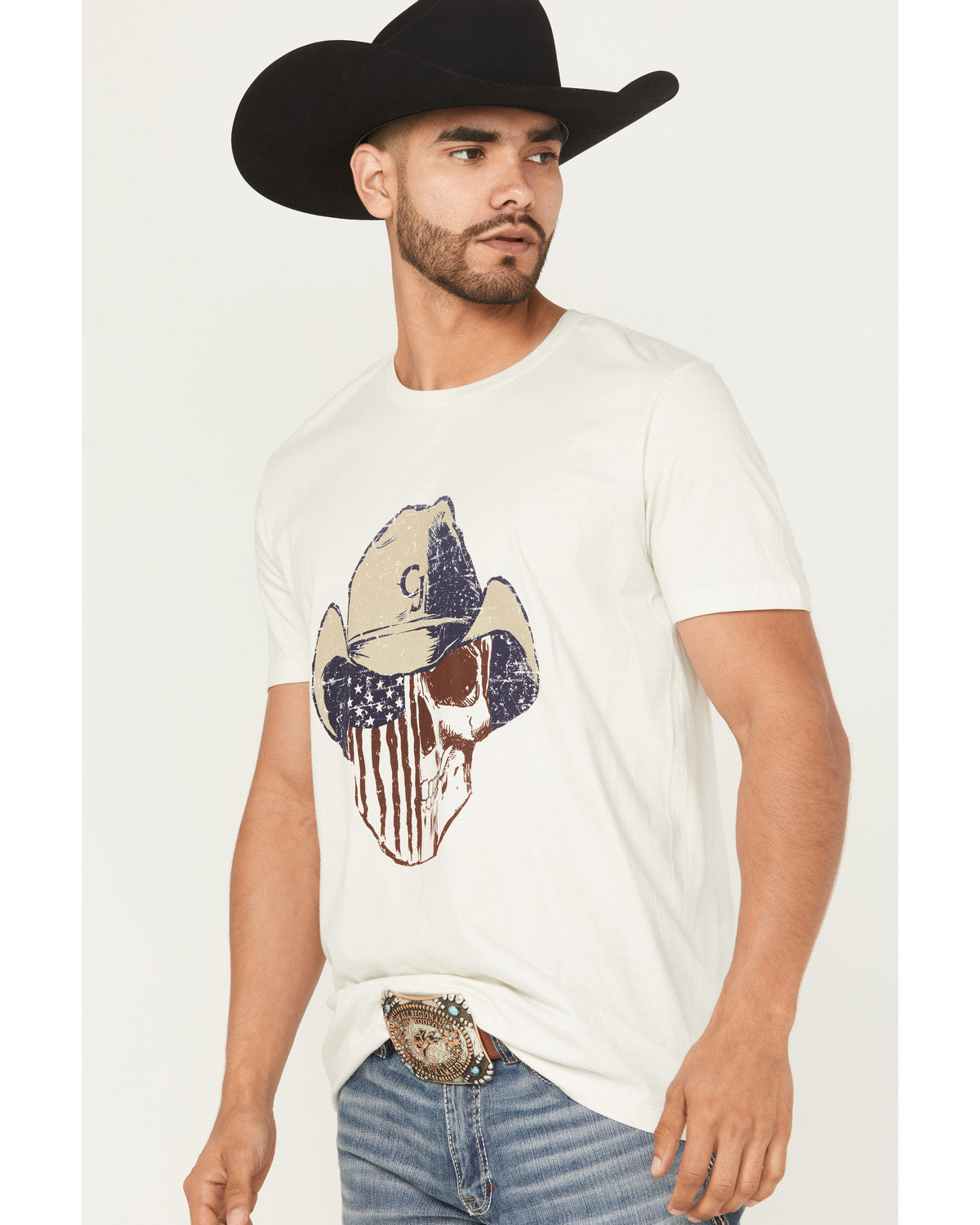Cody James Men's Best Friend Americana Skull Short Sleeve Graphic T-Sh