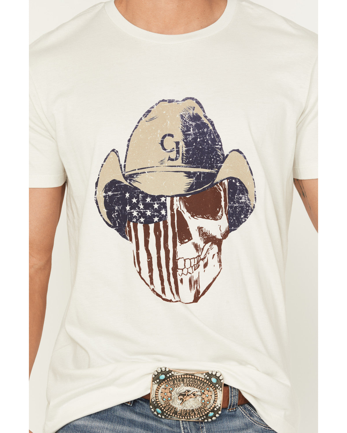 Cody James Men's Best Friend Americana Skull Short Sleeve Graphic T-Sh