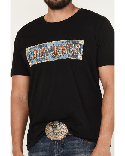 Cody James Men's Denim Patch Logo Short Sleeve Graphic Tee