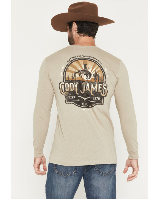 Cody James Men's Cowboy Sunset Long Sleeve Graphic T-Shirt