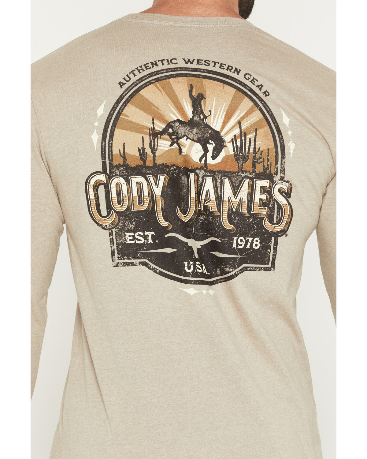 Cody James Men's Cowboy Sunset Long Sleeve Graphic T-Shirt
