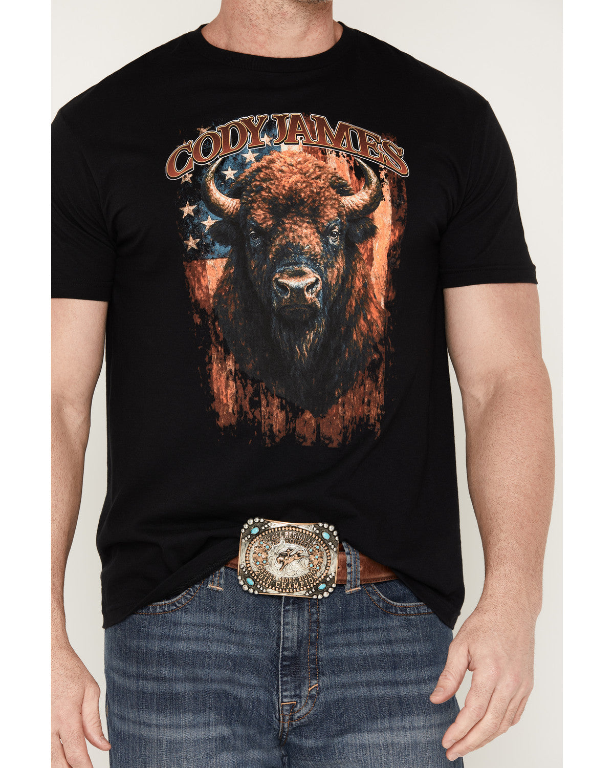 Cody James Men's Americana Bull Short Sleeve Graphic T-Shirt