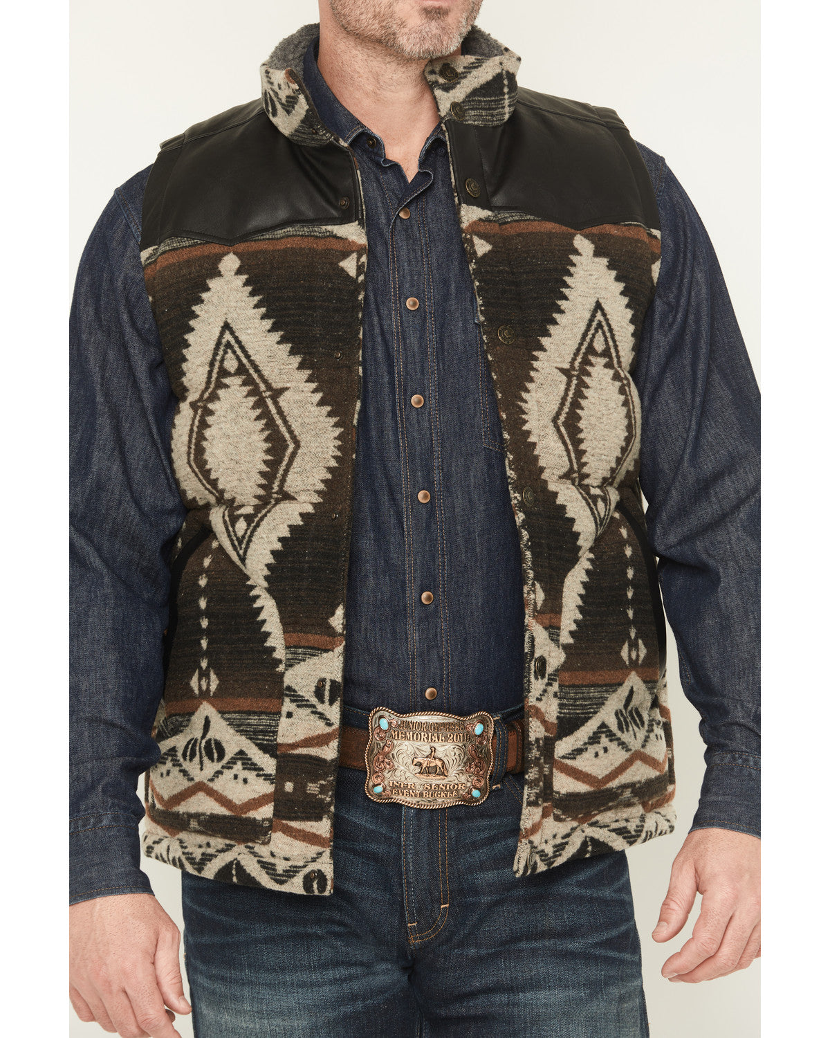 Cody James Men's Southwestern Print Flannel Insulated Vest
