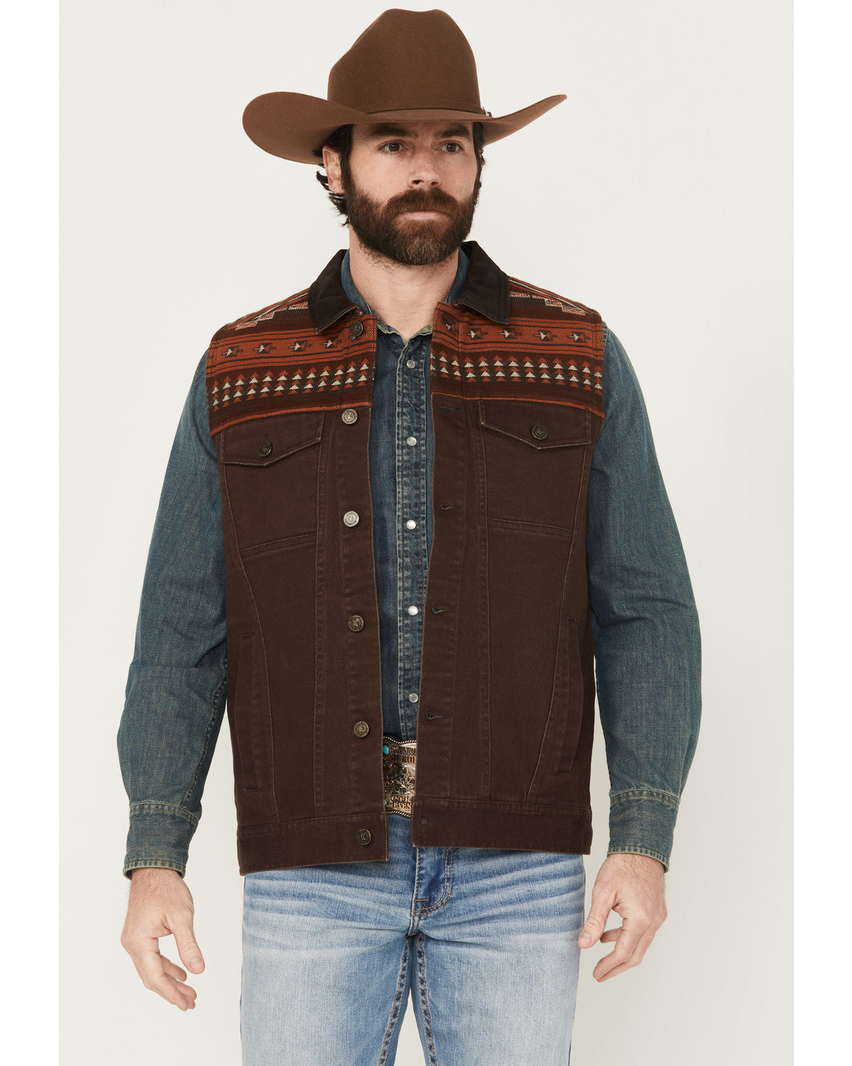 Cody James Men's Iroquois Southwestern Trucker Vest
